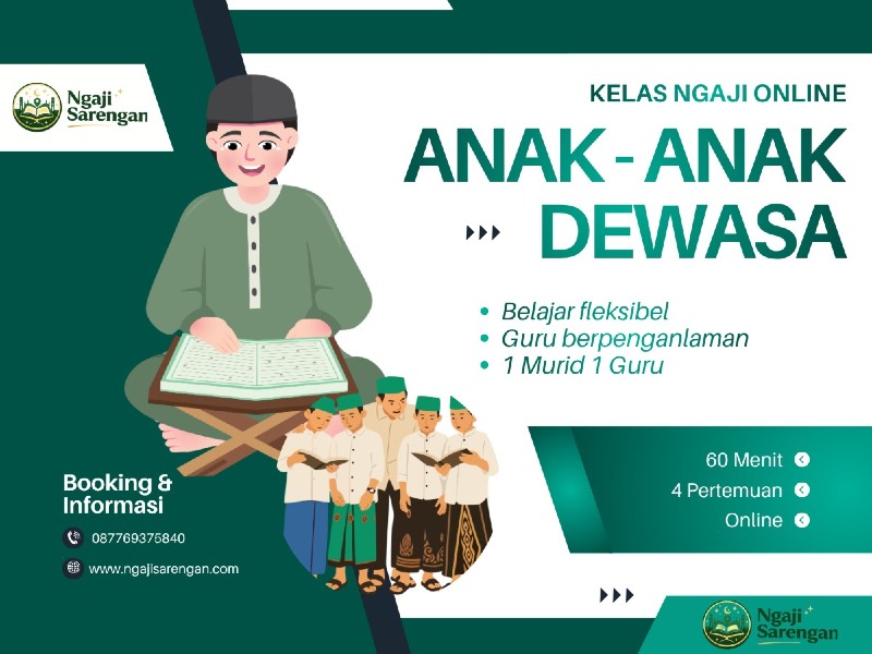 Kelas Ngaji Online Anak- Anak & Dewasa | 60 Menit - 4 Pertemuan